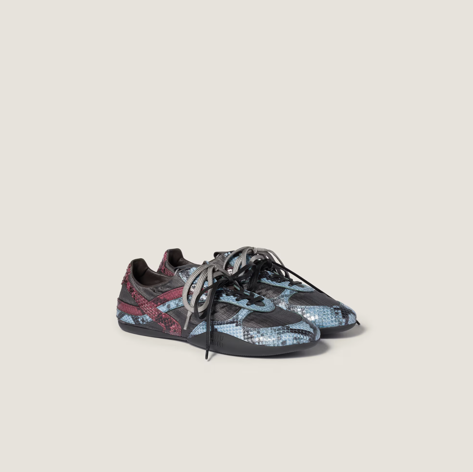 Miu Miu Gymnasium technical fabric and python-print Ayers leather